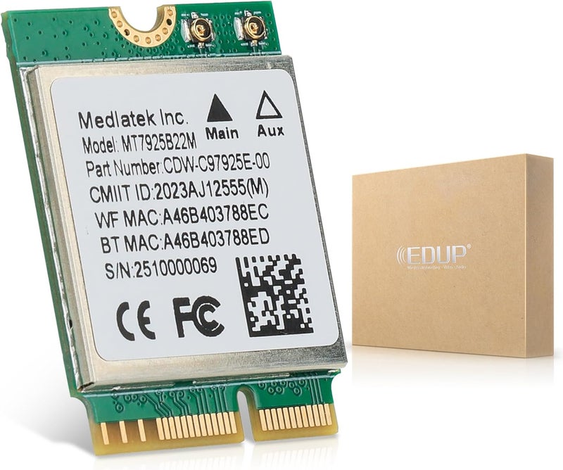 EDUP WiFi 7 Card BE6500 M.2 2230 Wi-Fi 7 Wireless Network Card for Laptop, Bluetooth 5.4 Tri-Band 6G/5G/2.4Ghz OFDMA 802.11be, Compatible with Intel/AMD Windows 11 (64-Bit) and Linux Kernel 6.7+ - Image 1